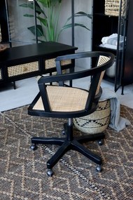 Antik drevená stolička s výpletom a opierkami na kolieskach Old French chair - 62*62*92 cm