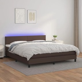 Boxspring posteľ s matracom a LED hnedá 160x200 cm umelá koža 3134114