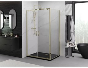 Mexen Exo, výklopný sprchový kút 90 x 80 cm, číre sklo, zlatá, 8182-090-080-50-00