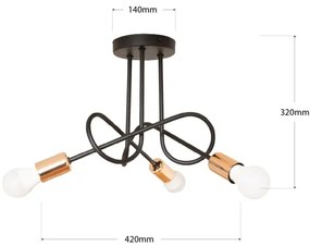 LED prisadený luster OXFORD 3×E27/15W/230V čierny