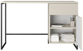 Písací stôl Asha 120 cm so zásuvkou - kašmír / čierna konštrukcia