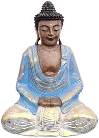 Buddha modře bílý 40 cm