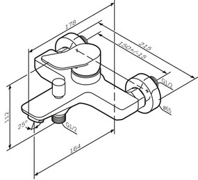 Vaňová a sprchová batéria AM.PM X-Joy FXA10099 jednopáková, zlatá