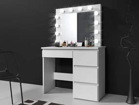 Toaletný stolík s LED zrkadlom biely