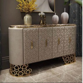 KOMODA KIRSTEN ZLATÉ NOHY + EKO-KOŽA + MRAMOR