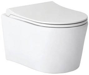 Cerano Puerto, závesná WC misa Rimless 500x350x290 mm + WC sedátko Taco s pomalým zatváraním, biela lesklá, CER-CER-413231