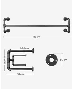 Sada 2 ks nástenných vešiakov na ramienka LINEA, čierna