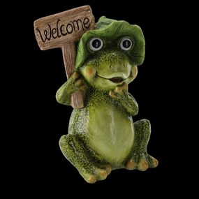 ZÁHRADNÁ FIGÚRKA – SEDIACA ŽABA „WELCOME“ 25 x 18 x 36,5 CM *7201