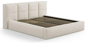 Krémovobiela čalúnená dvojlôžková posteľ s úložným priestorom s roštom 200x200 cm Simon Darren – Micadoni
