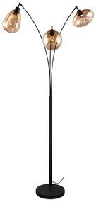 Čierno-oranžová stojacia lampa so skleneným tienidlom (výška 200 cm) Lumina – Trio