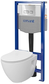 Cersanit Moduo, System50 MECH podomietkový rám + závesná wc misa Moduo Plus CleanOn + chrómové tlačidlo MOVI II, S701-769