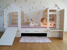 Detská domčeková posteľ so šmykľavkou a lampičkou