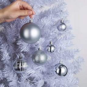 Vianočné závesné ozdoby na stromček - 6 druhov - 36 ks - strieborné