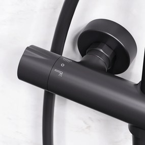 Sprchový systém AM.PM Like F07LA422 s termostatickou sprchovou batériou, čierny