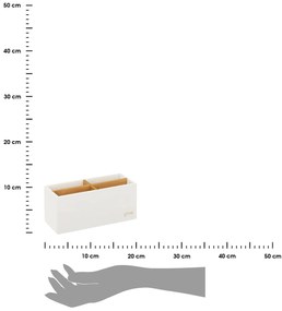 Kozmetický organizér Natureo 4, biela/s drevenými prvkami