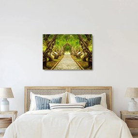 Sklenený obraz - Živý tunel z plumérií (70x50 cm)