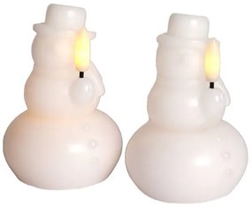 SIRIUS LED vosková sviečka snehuliak, biela, sada 2 ks, 10 cm