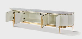 TV stolík Stilig ST905C 200 cm biely/zlatý/mramor