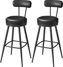Kolekcia VASAGLE EKHO - Sada 2 ks barových stoličiek, otočné s operadlom, 76 cm, čierne