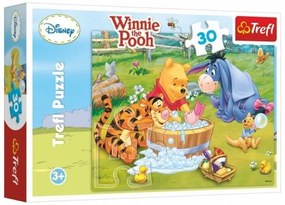 Trefl Puzzle Medvedík Pú Prasiatko sa kúpe 27x20cm 30 dielikov v krabici 21x14x4cm
