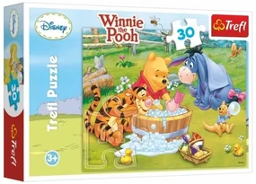 Trefl Puzzle Medvedík Pú Prasiatko sa kúpe 27x20cm 30 dielikov v krabici 21x14x4cm