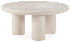 Krémovobiely okrúhly konferenčný stolík v dekore kameňa ø 80 cm Iriel – MOME