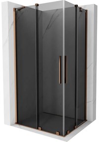 Mexen Velar Duo, sprchový kút s posuvnými dverami 90 x 80 cm, 8mm šedé sklo, ružové zlato, 871-090-080-42-60