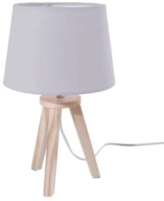 Detská stolová lampa šedá, drevo + polyester, 18x31x18, tienidlo d18x14