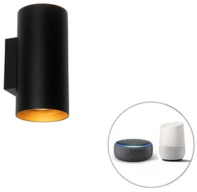 Inteligentná nástenná lampa čierna so zlatom 2-svetlá vrátane Wifi GU10 - Sab