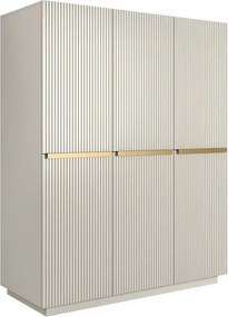 Skriňa Nicole 150 cm s ukrytými zásuvkami - kašmírová / zlaté úchytky