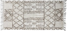 Béžový bavlnený koberec so ornamentami a strapcami Morroccan - 150*70cm