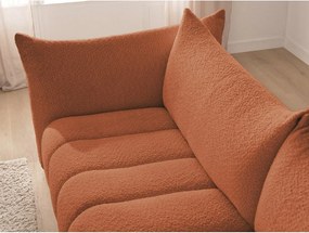 Oranžová rohová pohovka z textílie buklé (ľavý roh/s leňoškou) Azra – Bobochic Paris