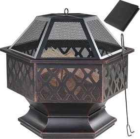 Záhradné ohnisko Hexa 70 cm čierne