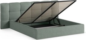 Čalúnená dvojlôžková posteľ s úložným priestorom s roštom 160x200 cm v mentolovej farbe Eric – Micadoni