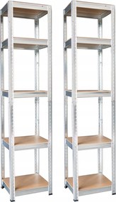 CH Sada dvoch 5- policových kovových úložných regálov Tosca VII. 180 x 40 x 40 cm