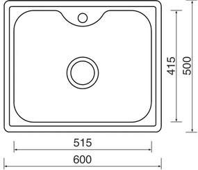 Nerezový drez Sinks Bigger 600V 0,8 mm matný