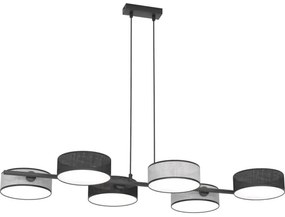 Závesný luster na lanku DRUMZ 6xE14/10W/230V čierna/šedá