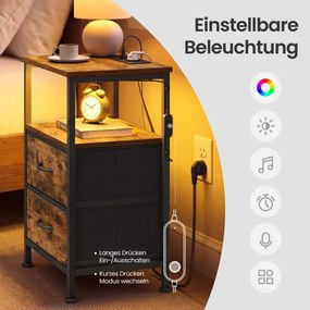 Sada 2 nočných stolíkov s LED osvetlením a nabíjacou stanicou LGSB35202K102