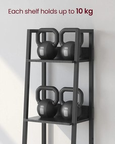 Rebríková polica, 5-úrovňový úzky regál, čierny