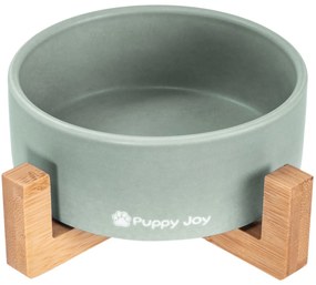 Keramická miska na bambusovém stojanu pro psy a kočky CATI šedá