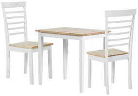 Jedálenská súprava stôl a 2 stoličky svetlé drevo s bielou BATTERSBY Beliani