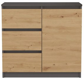 Komoda Musecalo 12 (antracit + dub artisan). Akcia -20%. Vlastná spoľahlivá doprava až k Vám domov. 1132866