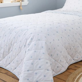 Biely/modrý bavlnený prešívaný detský pléd 135x190 cm Mini Star &amp; Stripes – Bianca