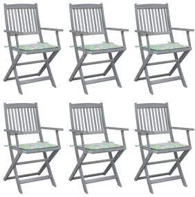 Skladacie vonkajšie stoličky s podložkami 6 ks akáciový masív 3065419