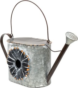 Dekoračná plechová vtáčia búdka v tvare kanvy - 48*20*28/40 cm