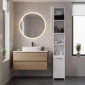 Vysoká skrinka do kúpeľne SILKE, 180x30x30cm, biela Casaria