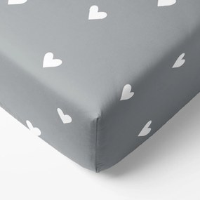 Goldea bavlnená napínacia plachta - srdiečka na sivom 80 x 200 cm