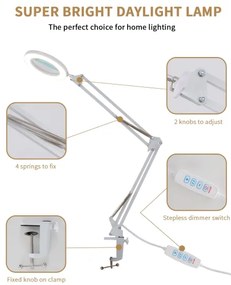 Brilagi - LED Stmievateľná stolná lampa s lupou LED/12W/5V 3000/4200/6000K biela