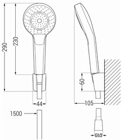 Mexen Royo vaňová batéria so sprchovým setom R05, chróm - 7223R05-00
