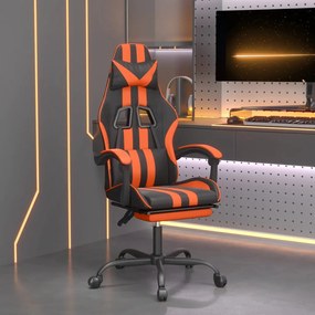 Herná stolička s podnožkou čierna a oranžová látková 3143836